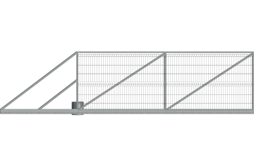 Brama przesuwna lewa, 4 m z automatem, ogrodzenie panelowe