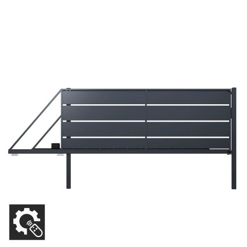 Brama przesuwna lewa 159x400 cm z automatem - ogrodzenie Aspre