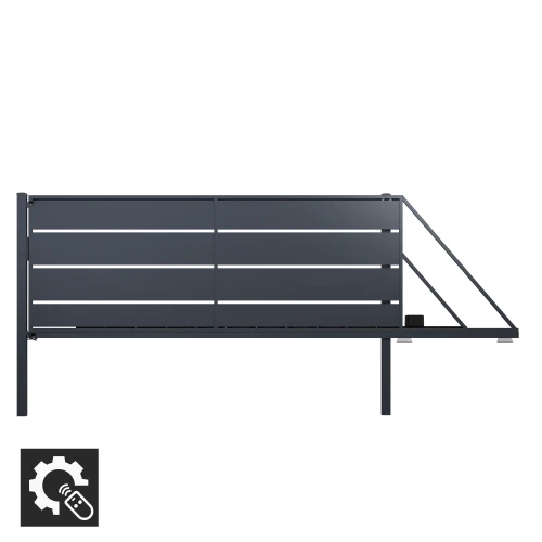 Brama przesuwna prawa 159x400cm z automatem - ogrodzenie Aspre