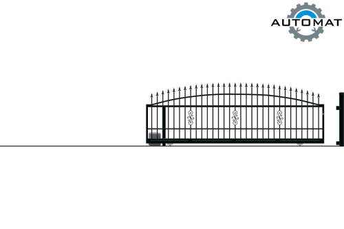 Brama przesuwna bez przeciwwagi lewa z automatem - ogrodzenie Palermo