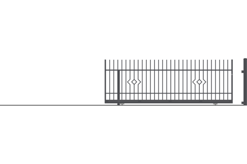 Egyedi gyártású tolókapu ellensúly nélkül, Lila kerítés